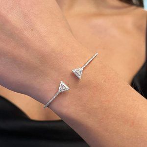 Messika 0.65Cttw Thea Skinny Diamond Open Bracelet 18K White Gold Size: Medium